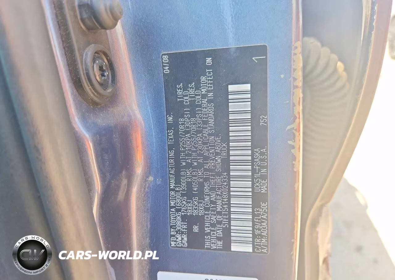 2008 Toyota Tundra Grade VIN:5TFET54148X024334 - 12