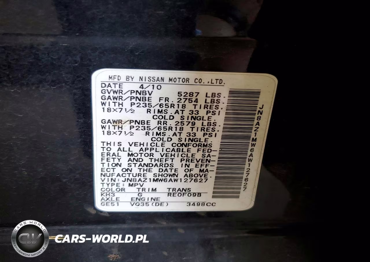 2010 Nissan Murano S VIN:JN8AZ1MW6AW127627 - 13