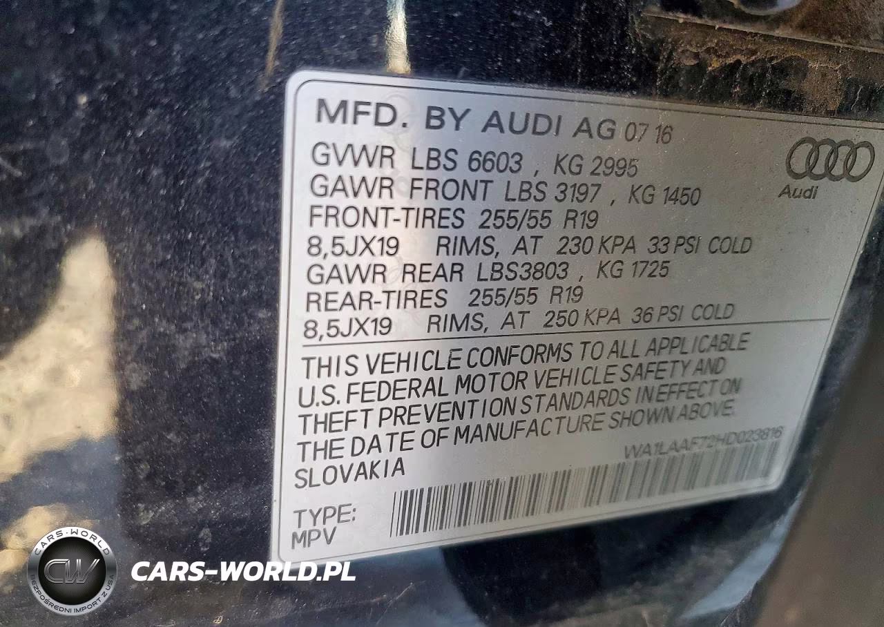 2017 Audi Q7 Premium Plus VIN:WA1LAAF72HD023816 - 13