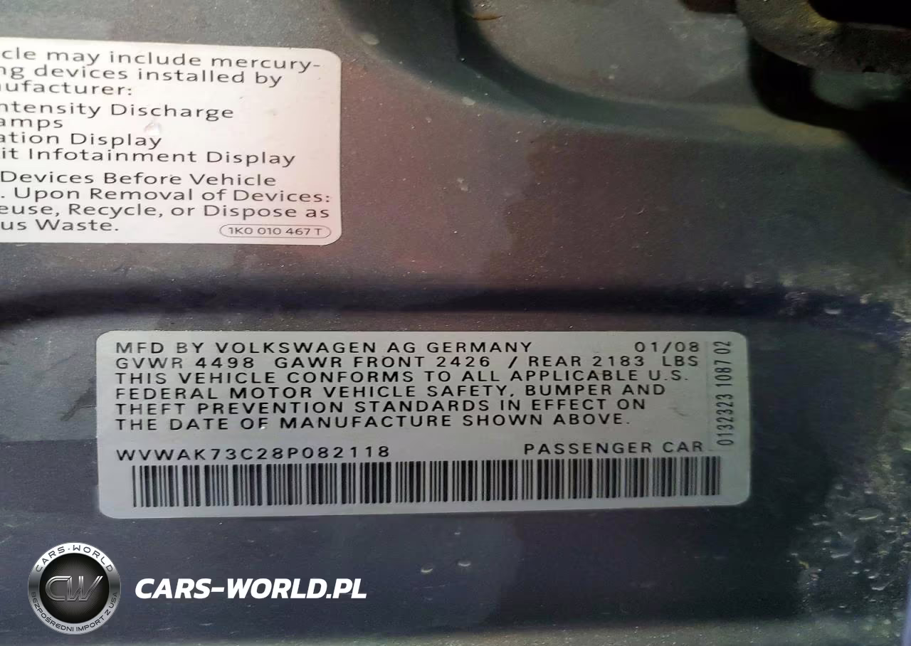 2008 Volkswagen Passat Komfort VIN:WVWAK73C28P082118 - 12