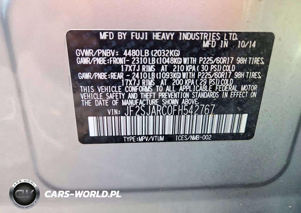 2015 Subaru Forester 2.5I Limited VIN:JF2SJARC0FH542767 - 12