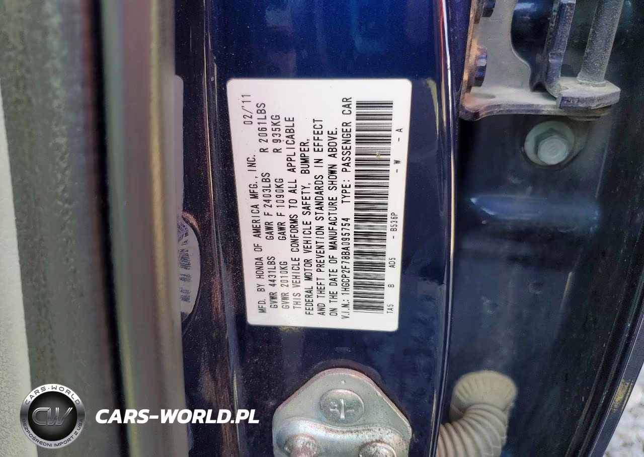 2011 Honda Accord Ex VIN:1HGCP2F78BA095754 - 12