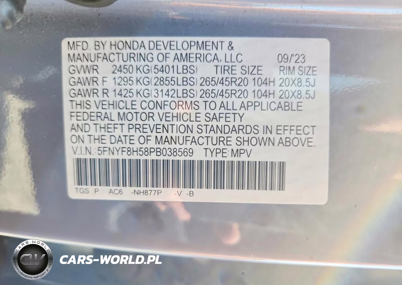 2023 Honda Passport Exl VIN:5FNYF8H58PB038569 - 13