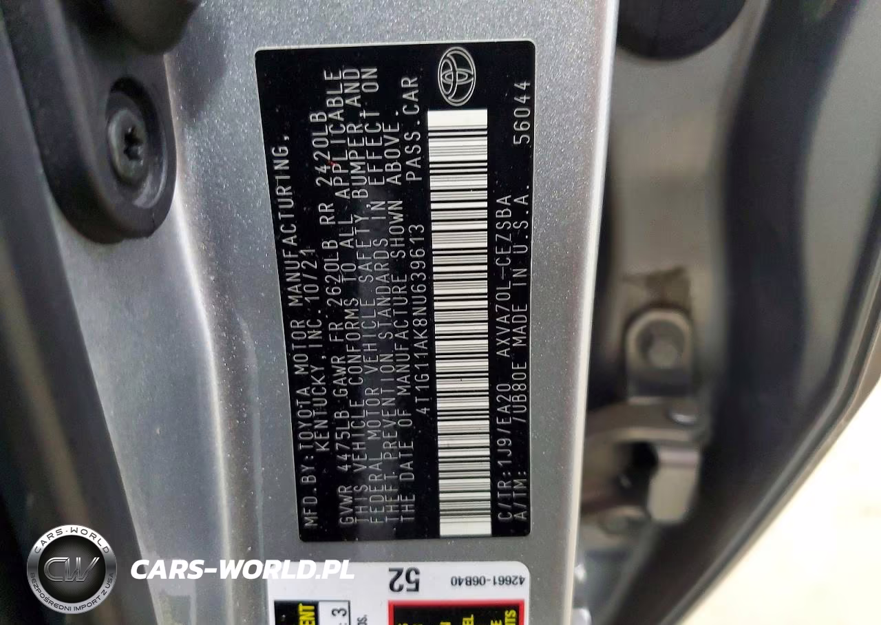 2022 Toyota Camry Se VIN:4T1G11AK8NU639613 - 12