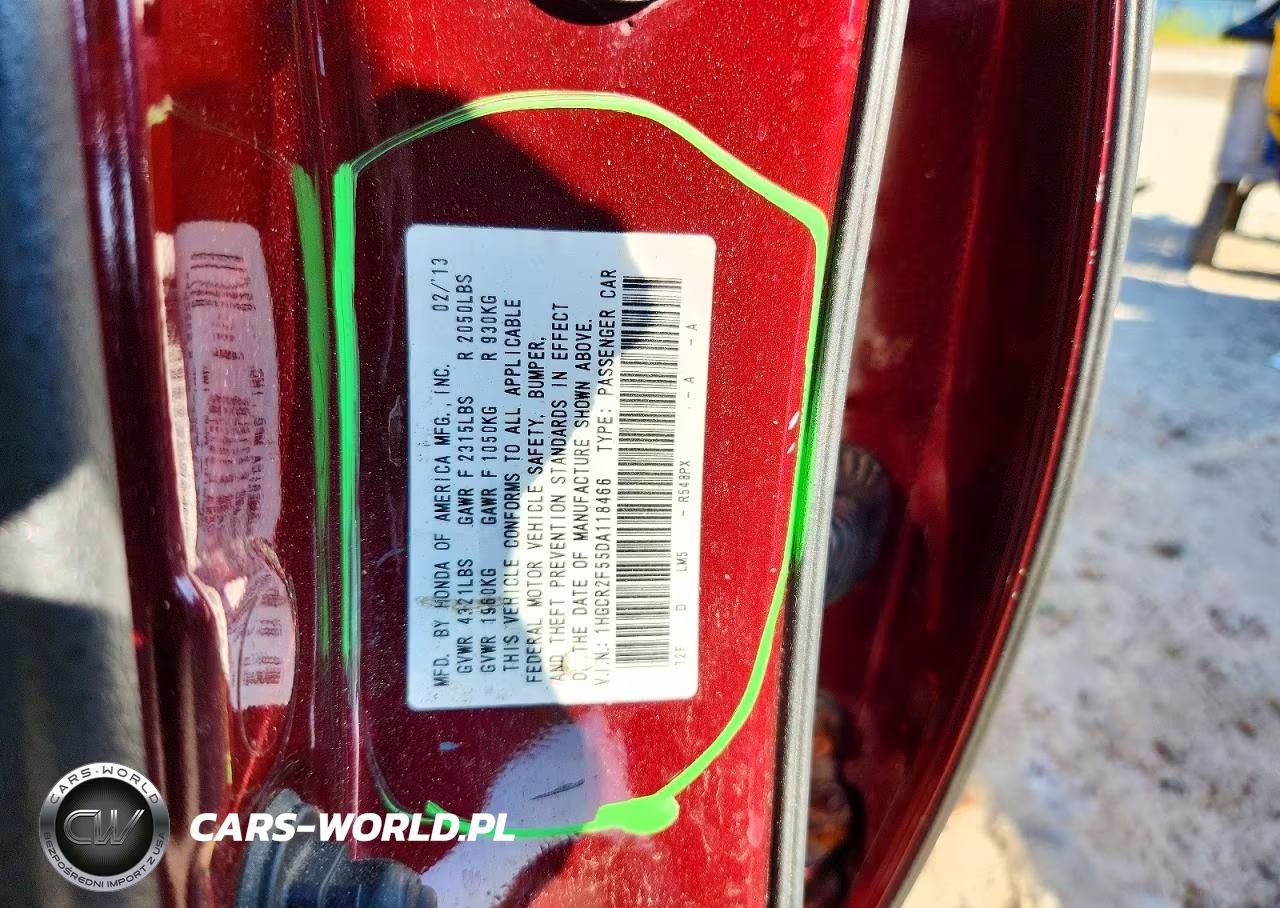 2013 Honda Accord Sport VIN:1HGCR2F55DA118466 - 13