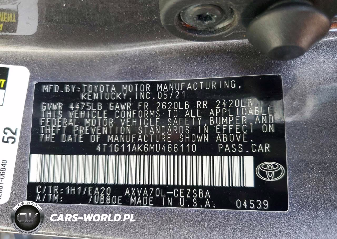 2021 Toyota Camry Se VIN:4T1G11AK6MU466110 - 12