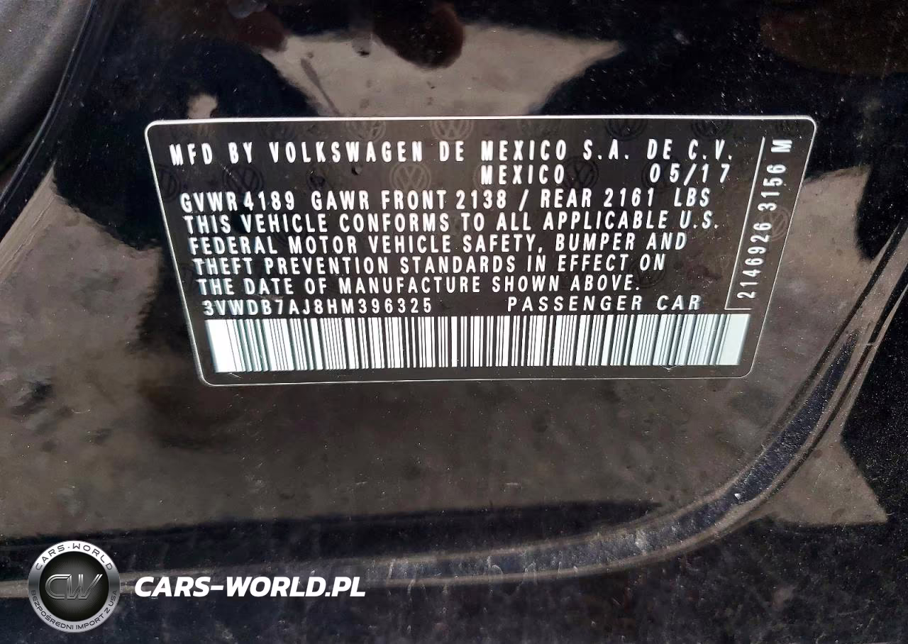2017 Volkswagen Jetta Se VIN:3VWDB7AJ8HM396325 - 13