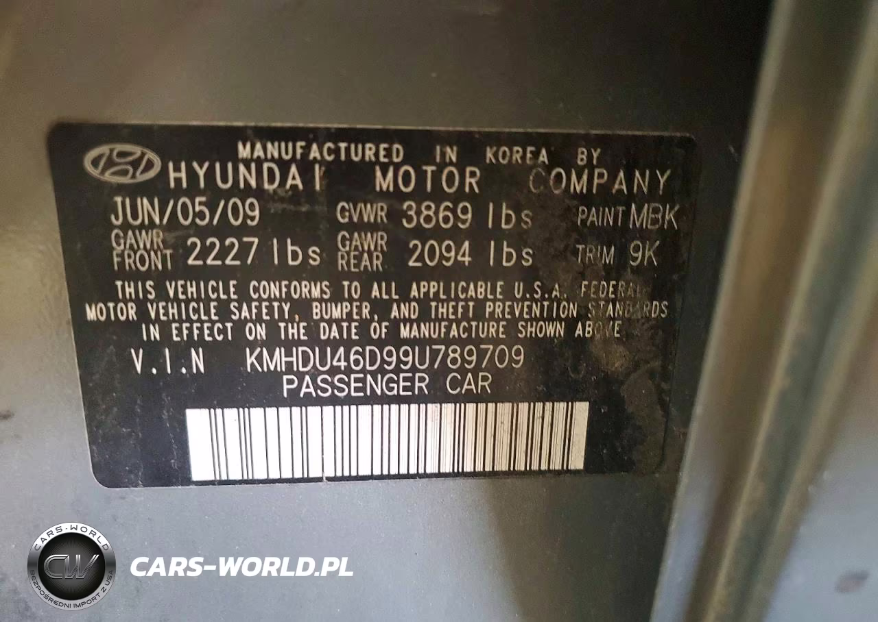 2009 Hyundai Elantra Gls VIN:KMHDU46D99U789709 - 13