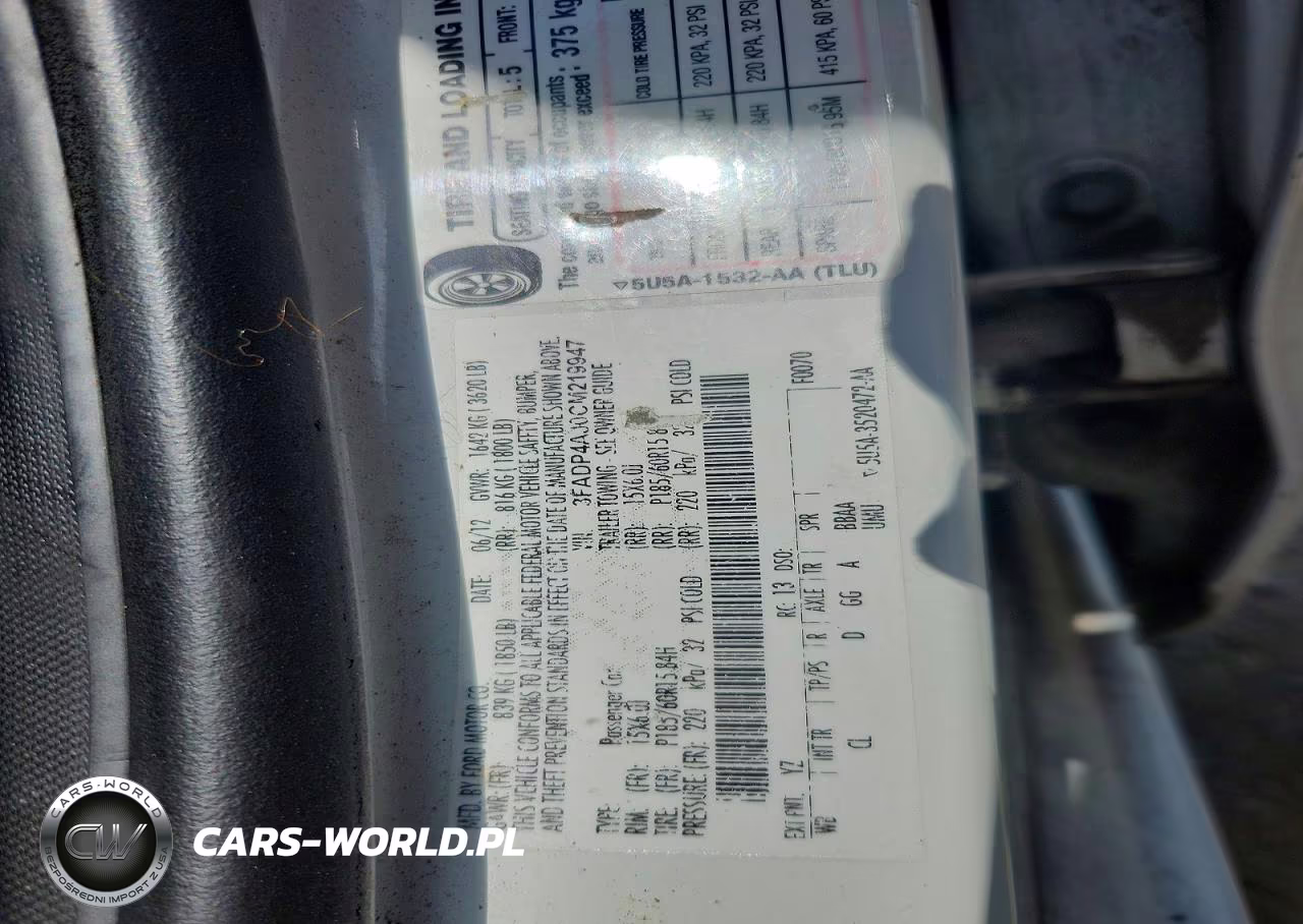 2012 Ford Fiesta S VIN:3FADP4AJ0CM219947 - 12