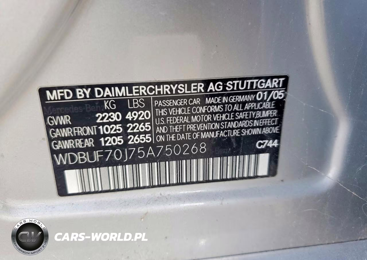 2005 Mercedes-Benz E 500 VIN:WDBUF70J75A750268 - 12