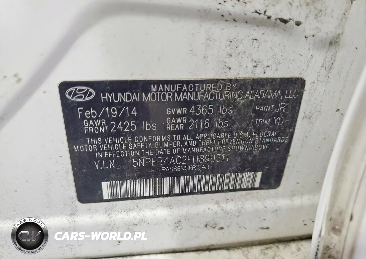 2014 Hyundai Sonata Gls VIN:5NPEB4AC2EH899311 - 12