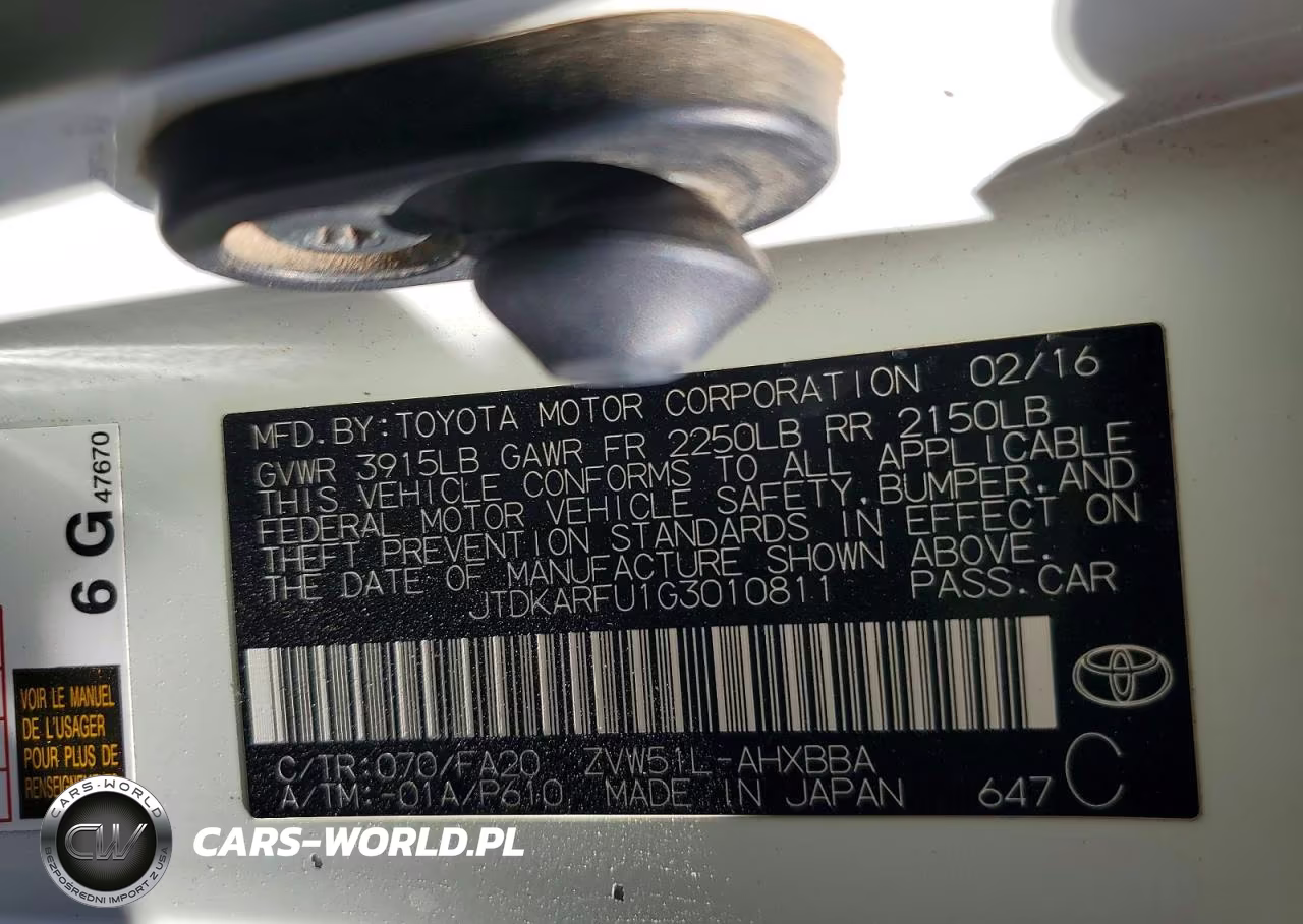 2016 Toyota Prius Two Eco VIN:JTDKARFU1G3010811 - 14