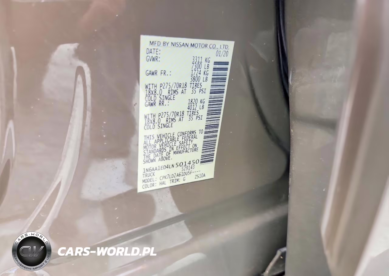 2020 Nissan Titan Pro-4X VIN:1N6AA1ED4LN501450 - 12