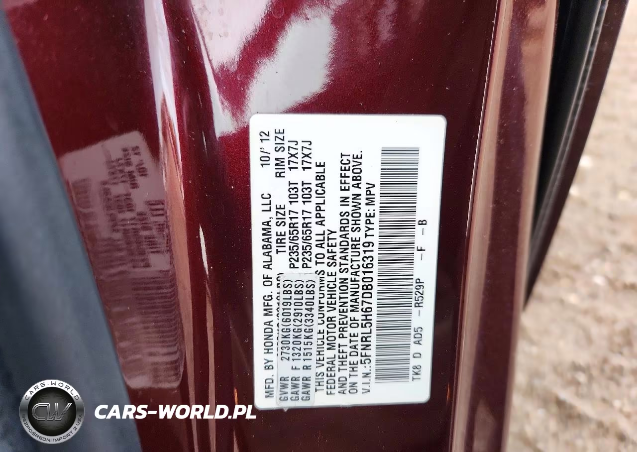 2013 Honda Odyssey Exl VIN:5FNRL5H67DB016319 - 13