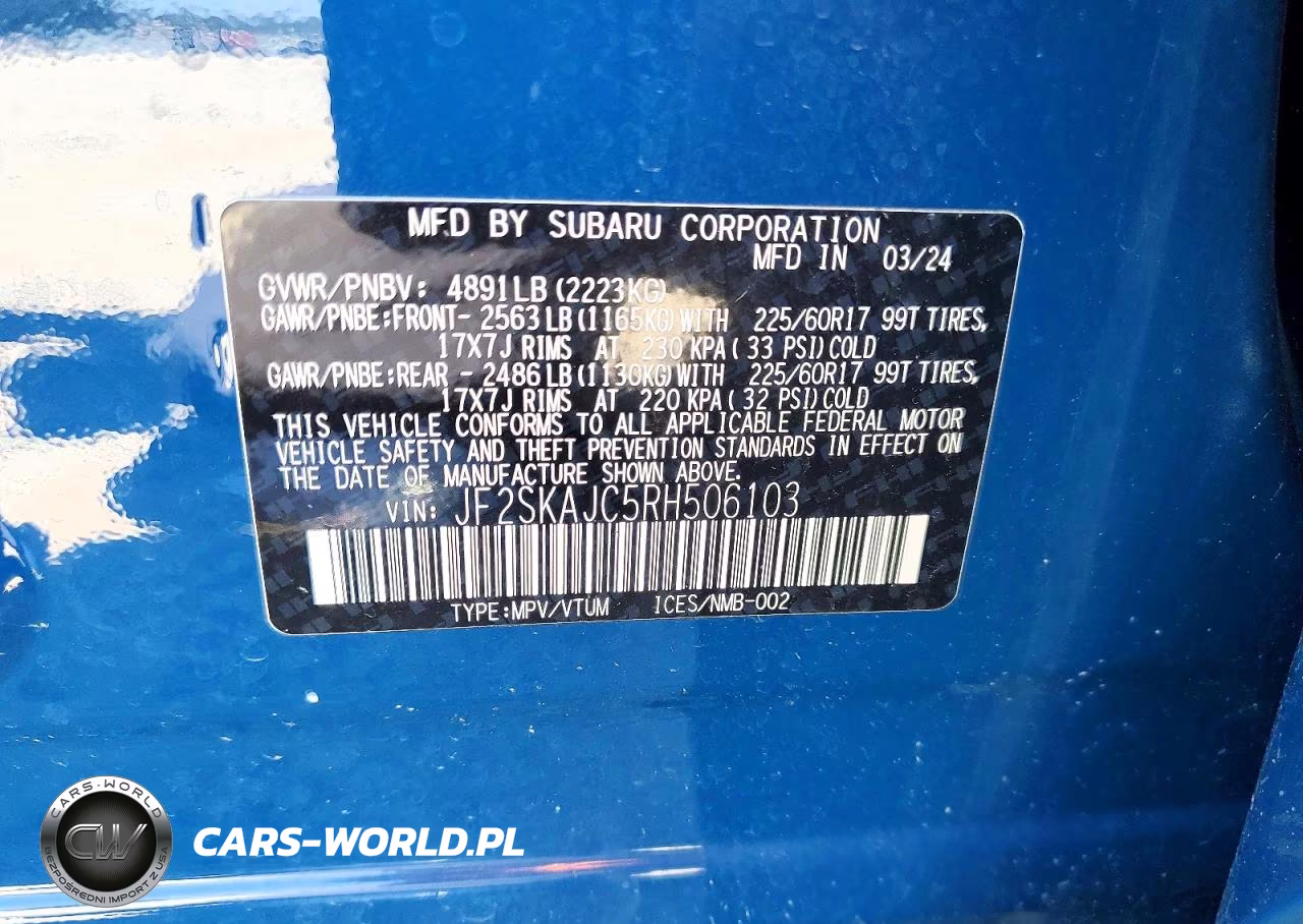 2024 Subaru Forester Wilderness VIN:JF2SKAJC5RH506103 - 12