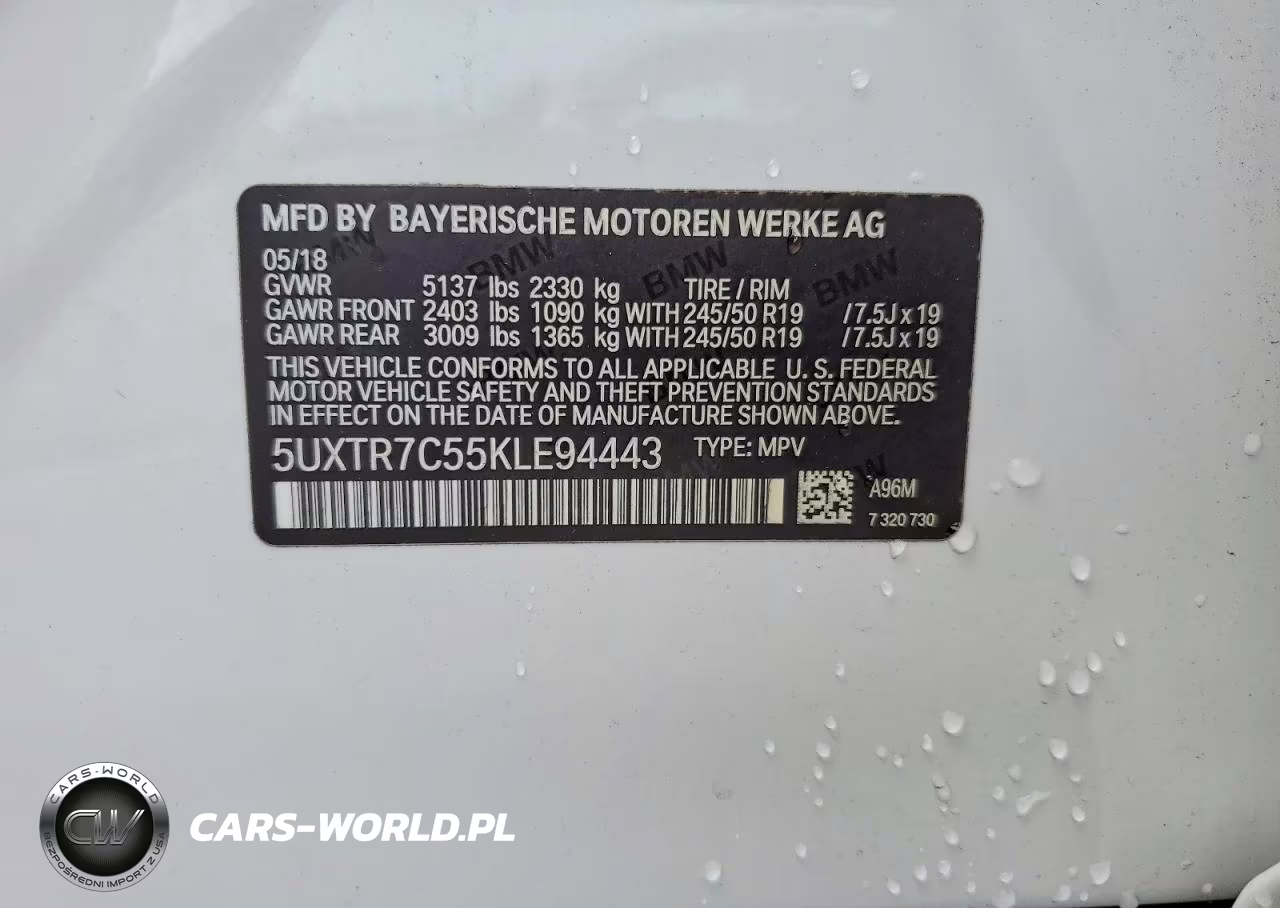2019 BMW X3 Sdrive30I VIN:5UXTR7C55KLE94443 - 13