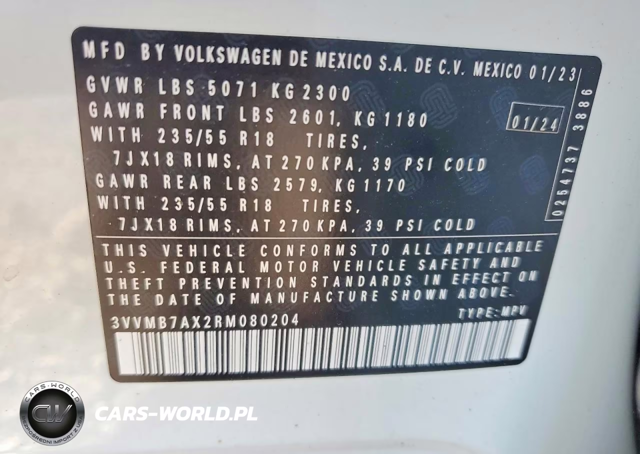 2024 Volkswagen Tiguan Se VIN:3VVMB7AX2RM080204 - 12