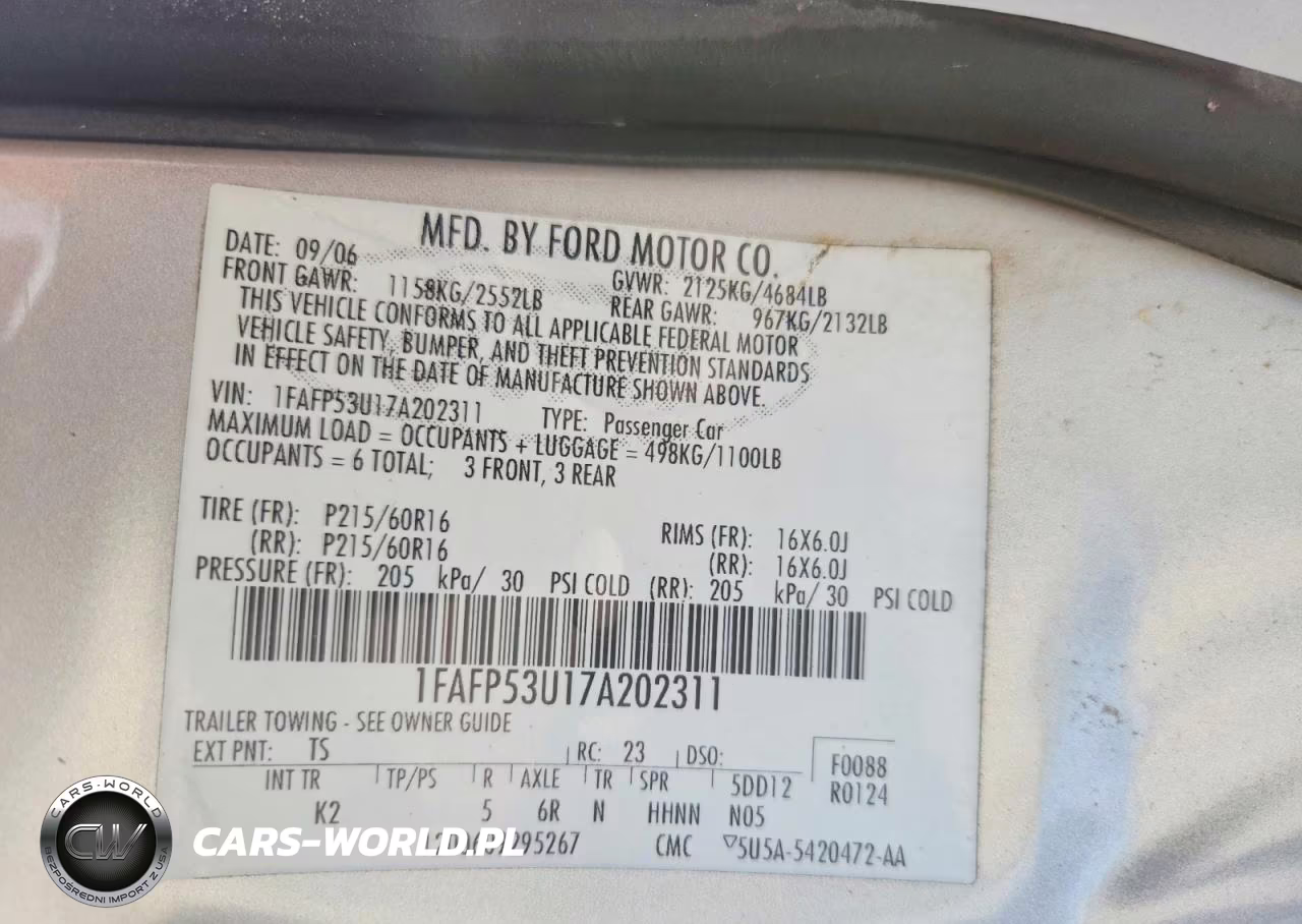 2007 Ford Taurus Se VIN:1FAFP53U17A202311 - 12