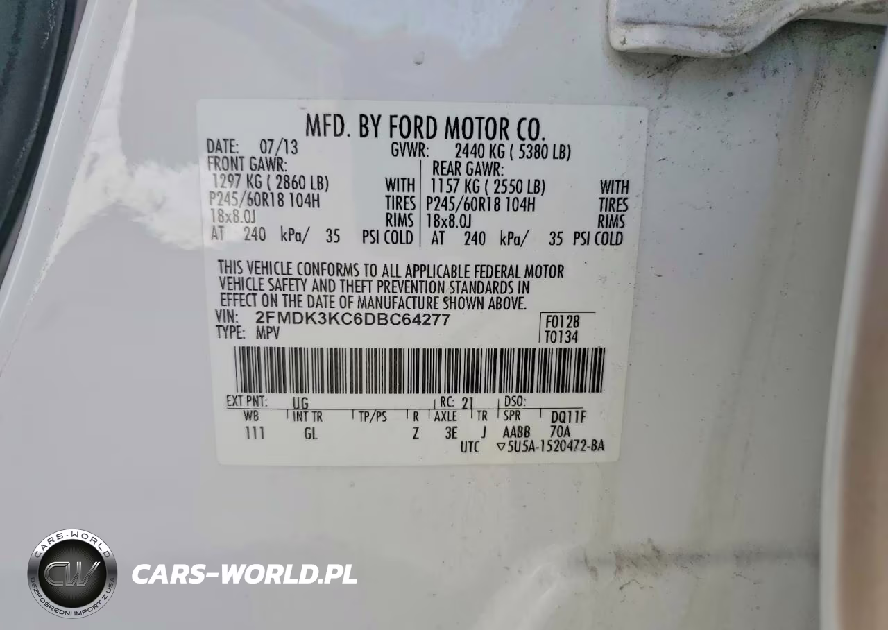 FORD EDGE LIMIT VIN:2FMDK3KC6DBC64277 - 13