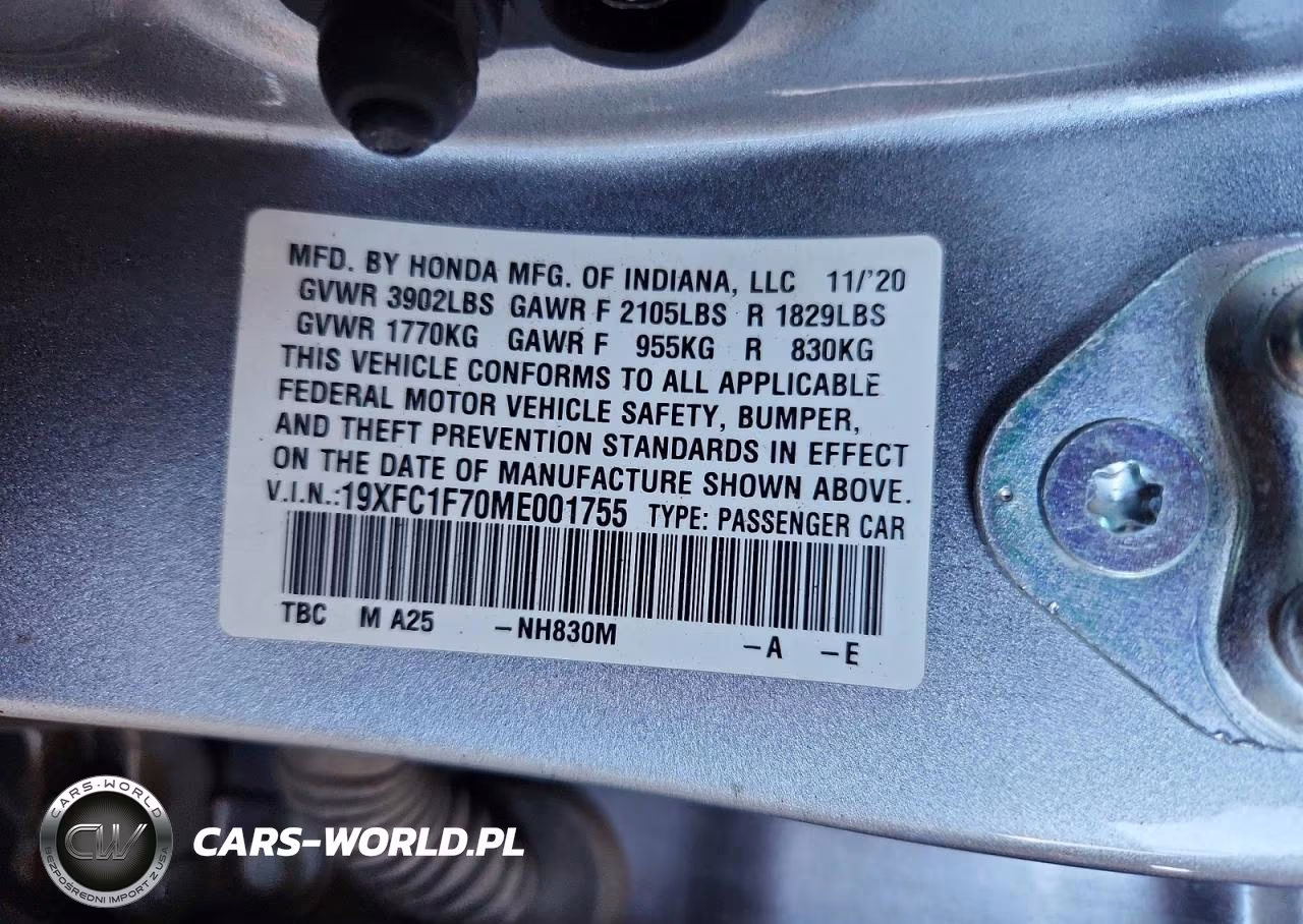 2021 Honda Civic Exl VIN:19XFC1F70ME001755 - 12