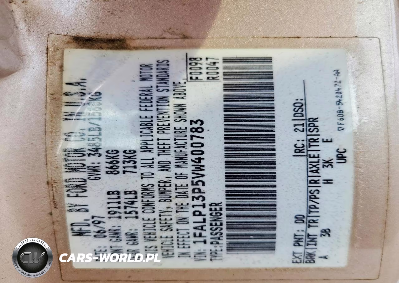 1997 Ford Escort Lx VIN:1FALP13P5VW400783 - 12