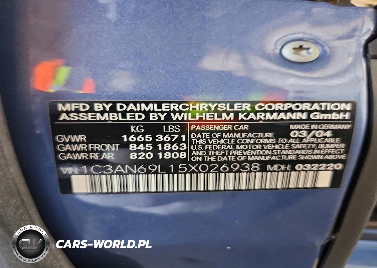 2005 Chrysler Crossfire Limited VIN:1C3AN69L15X026938 - 12