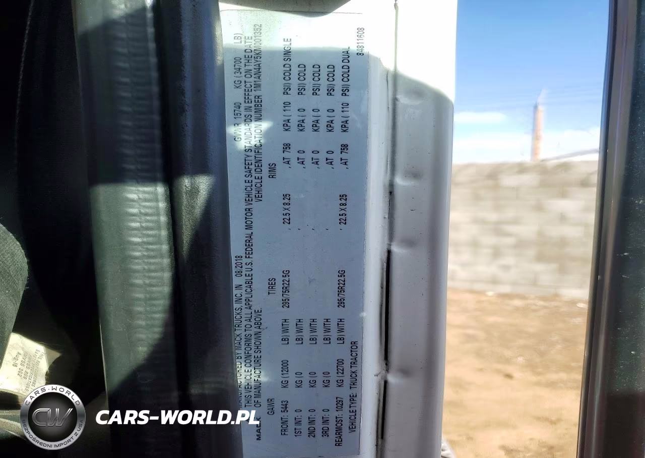 2019 Mack Anthem Semi Truck VIN:1M1AN4AY5KM001352 - 11