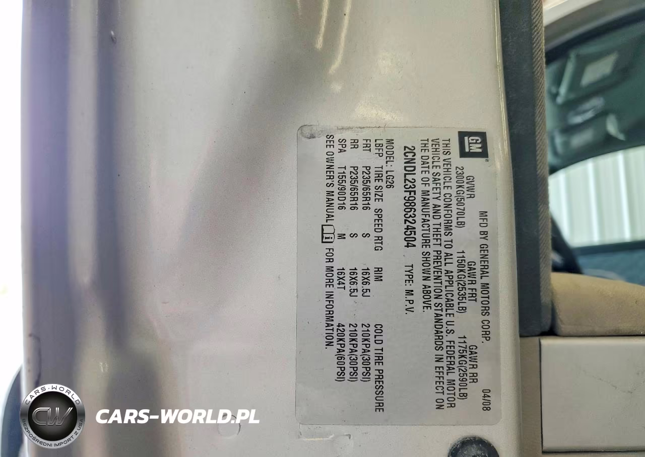 2008 Chevrolet Equinox Ls VIN:2CNDL23F986324504 - 13