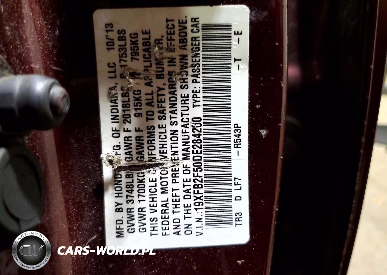 2013 Honda Civic Lx VIN:19XFB2F50DE284200 - 13