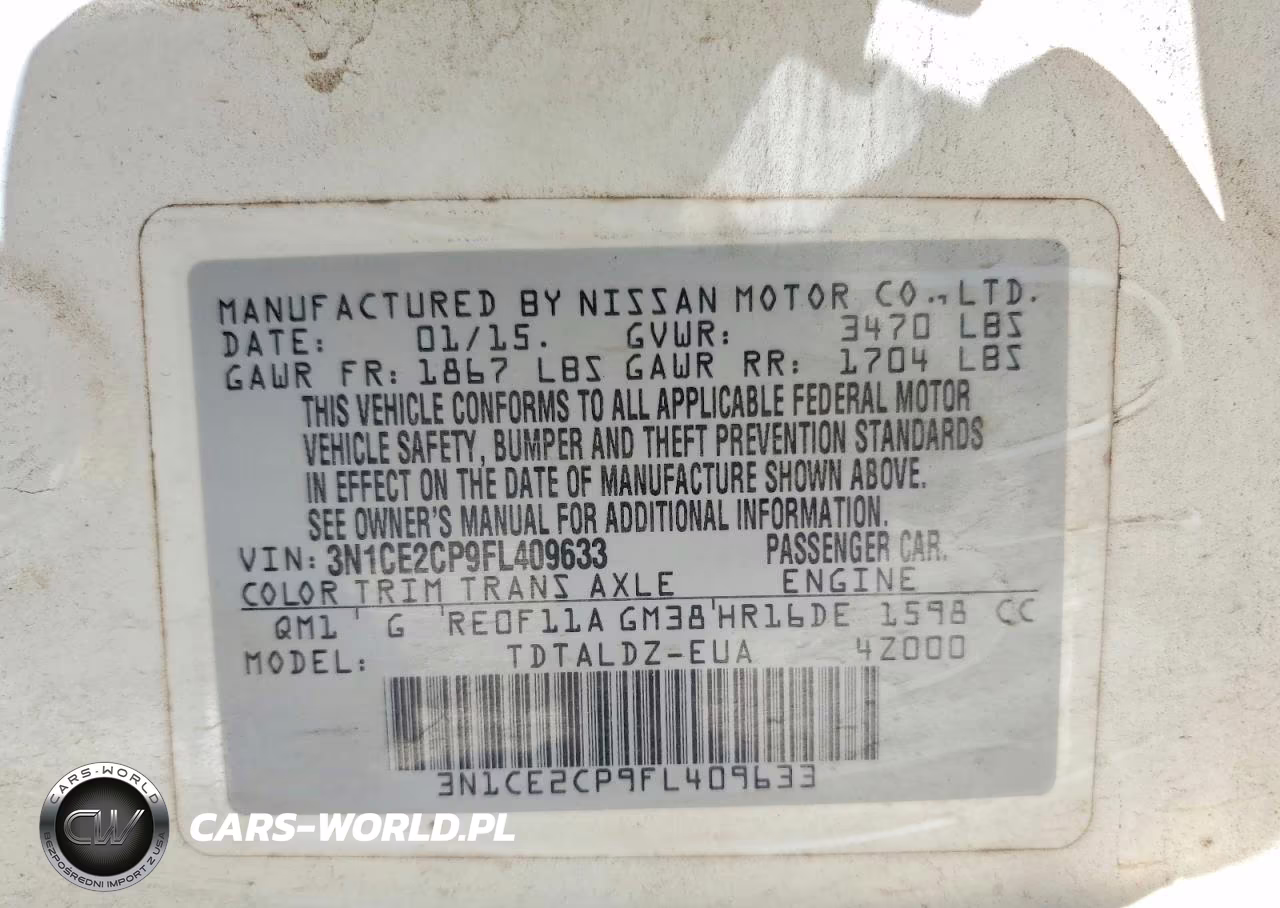 2015 Nissan Versa Note Sv VIN:3N1CE2CP9FL409633 - 14