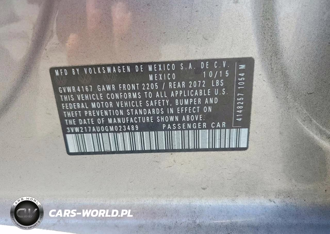 2016 Volkswagen Golf S-Se VIN:3VW217AU0GM023489 - 13