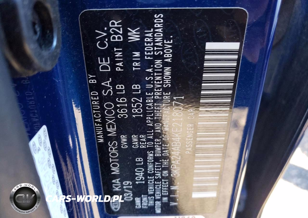 2019 Kia Rio S VIN:3KPA24AB4KE218071 - 12