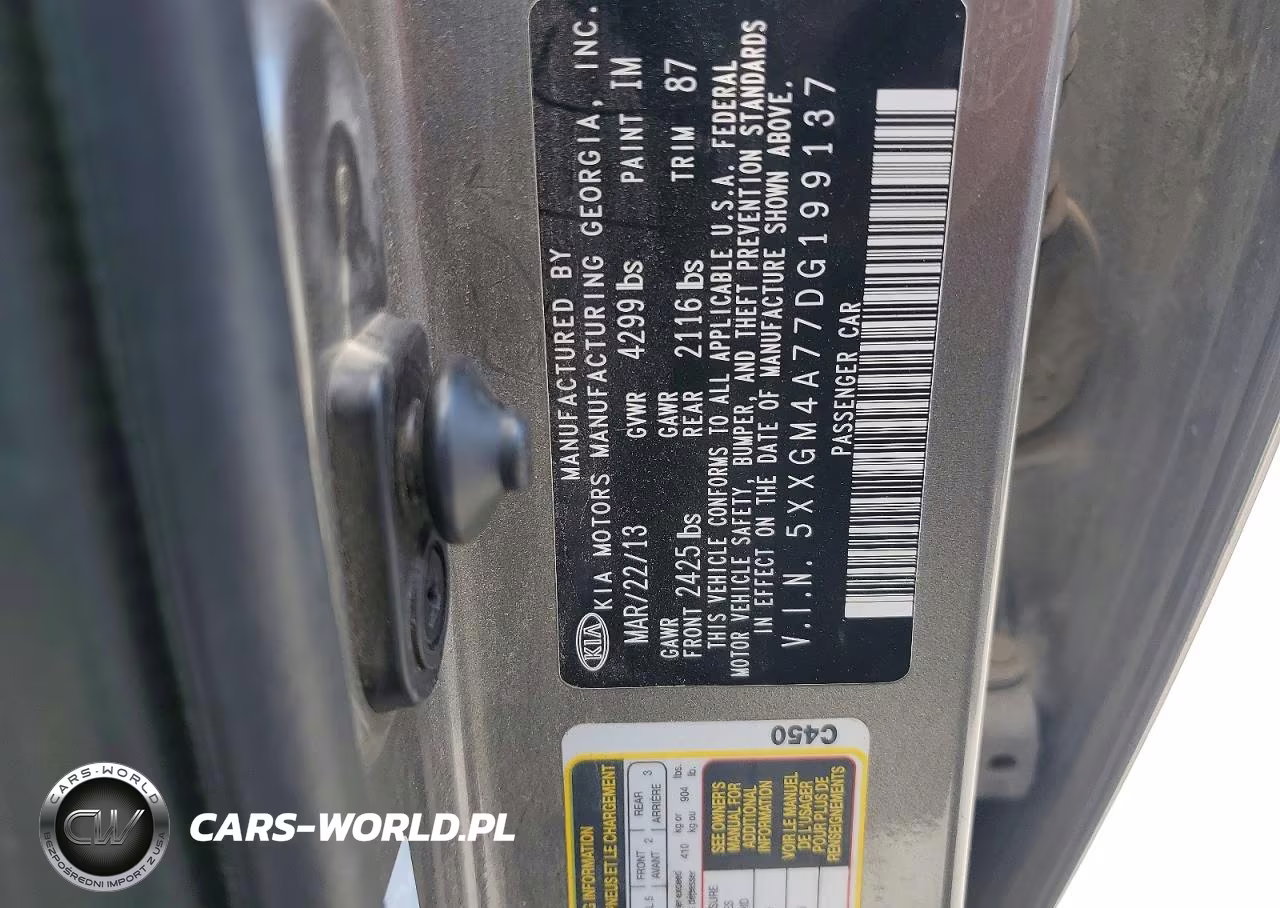 2013 Kia Optima Lx VIN:5XXGM4A77DG199137 - 12
