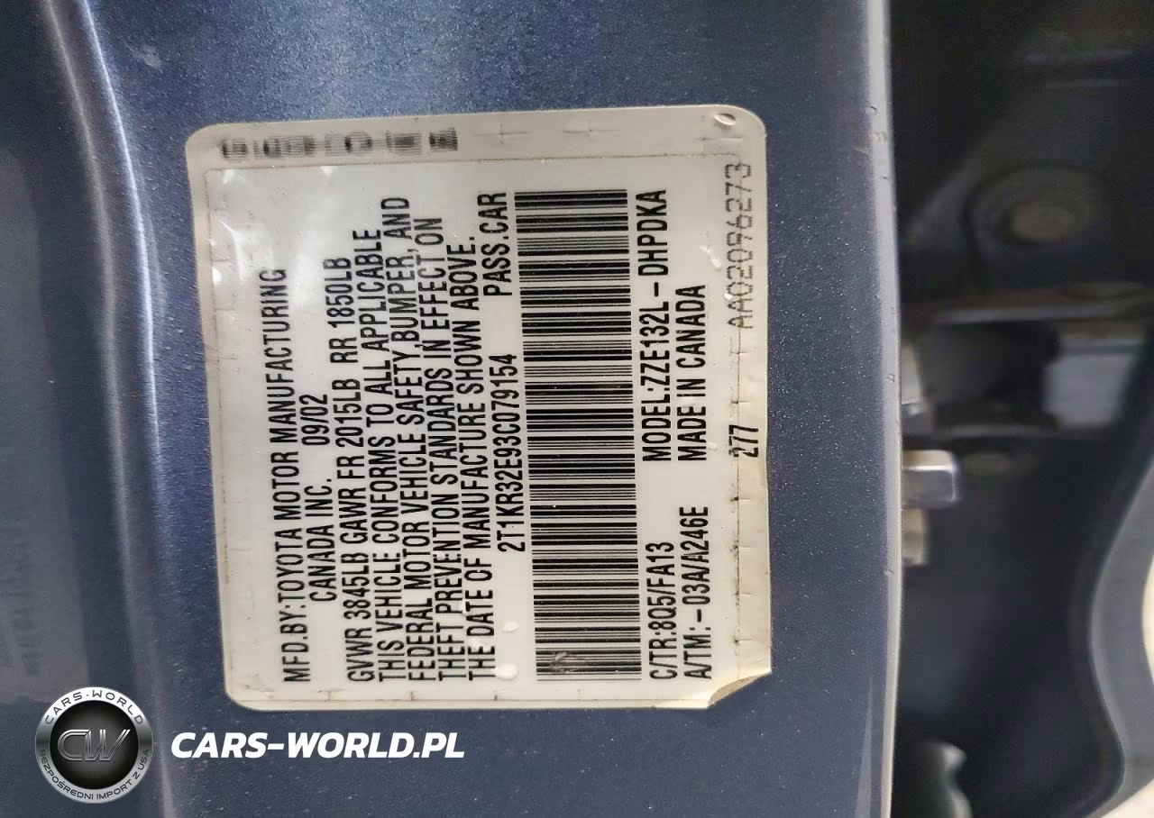 2003 Toyota Matrix Base VIN:2T1KR32E93C079154 - 13