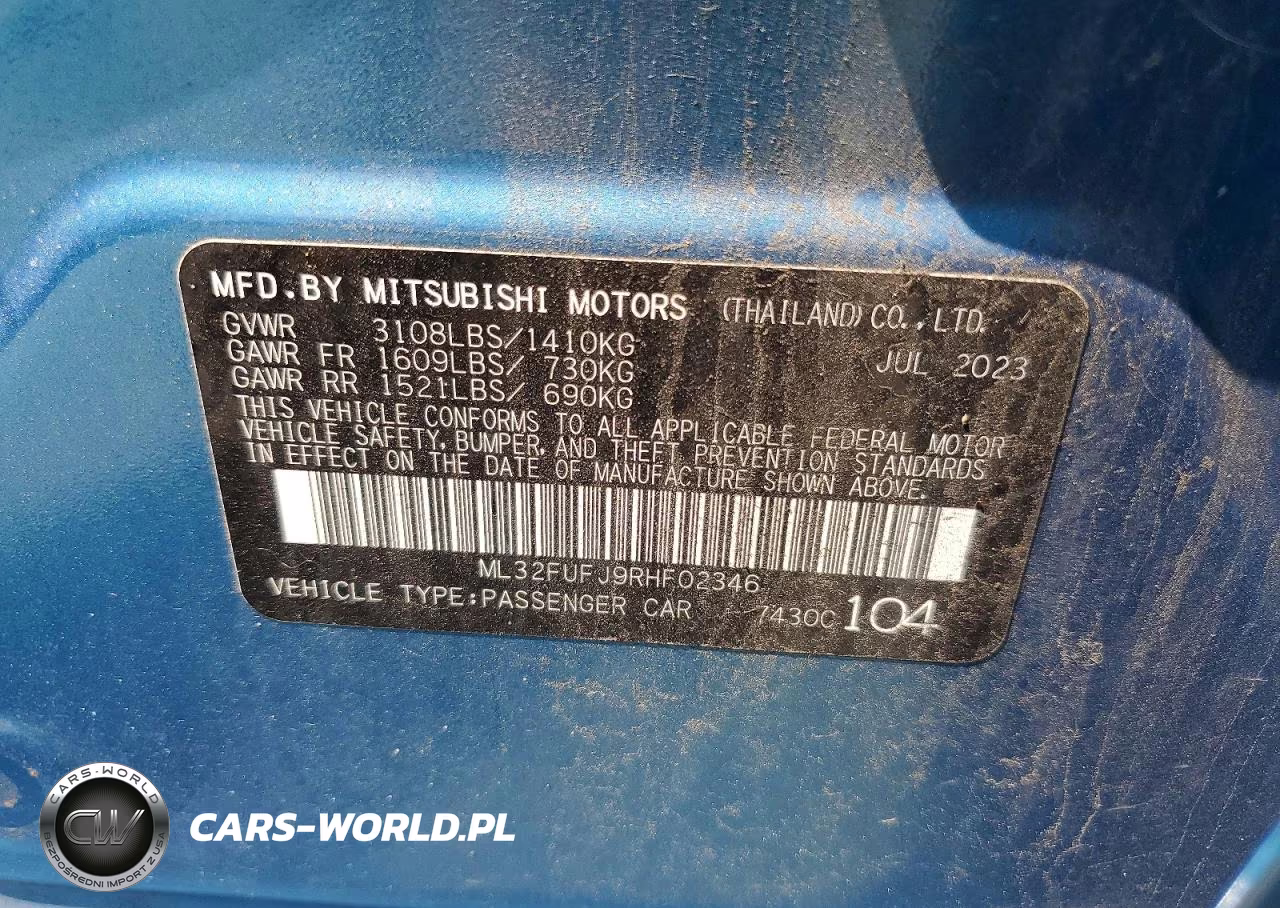 2024 Mitsubishi Mirage G4 Es VIN:ML32FUFJ9RHF02346 - 12