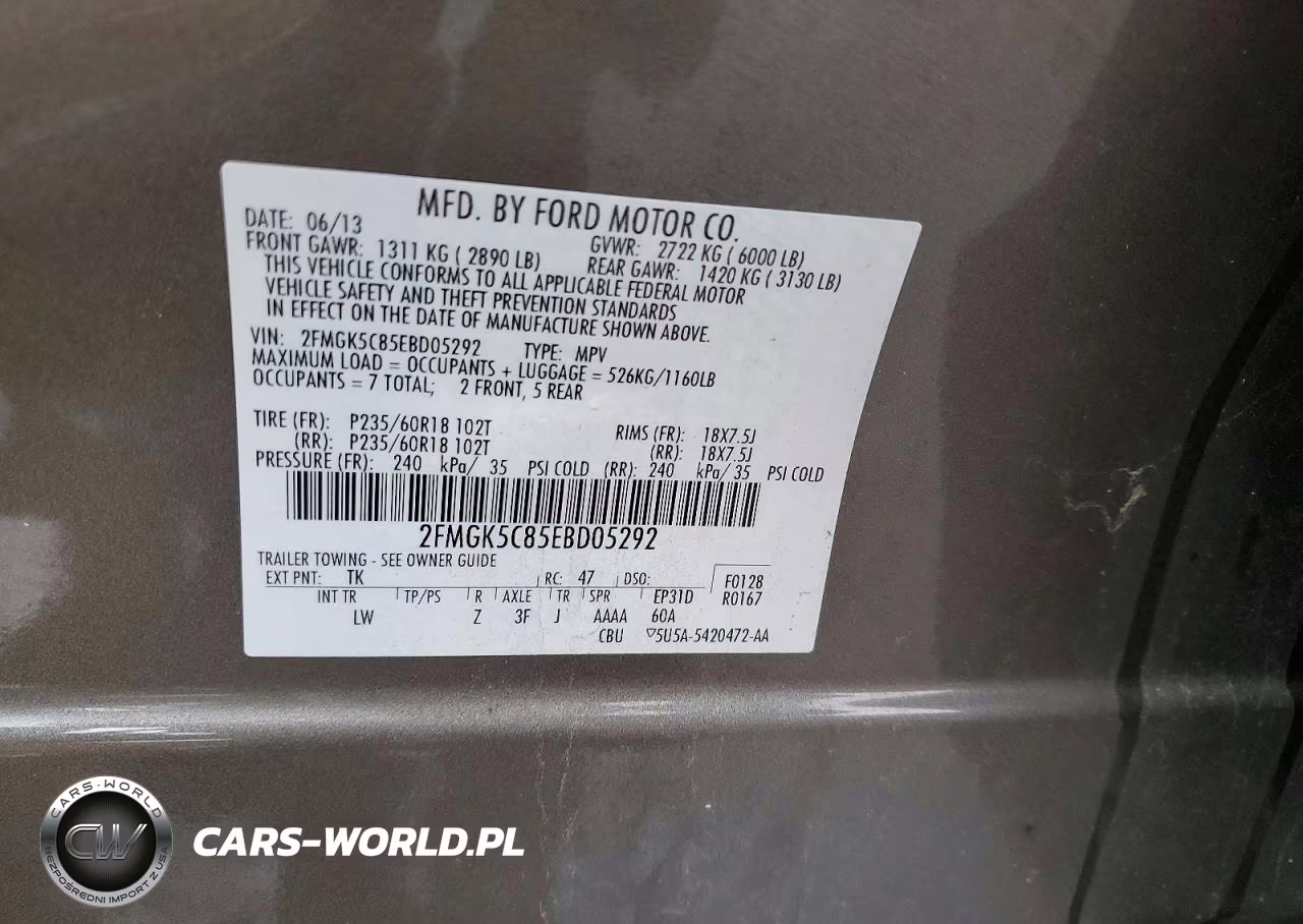 2014 Ford Flex Sel VIN:2FMGK5C85EBD05292 - 13