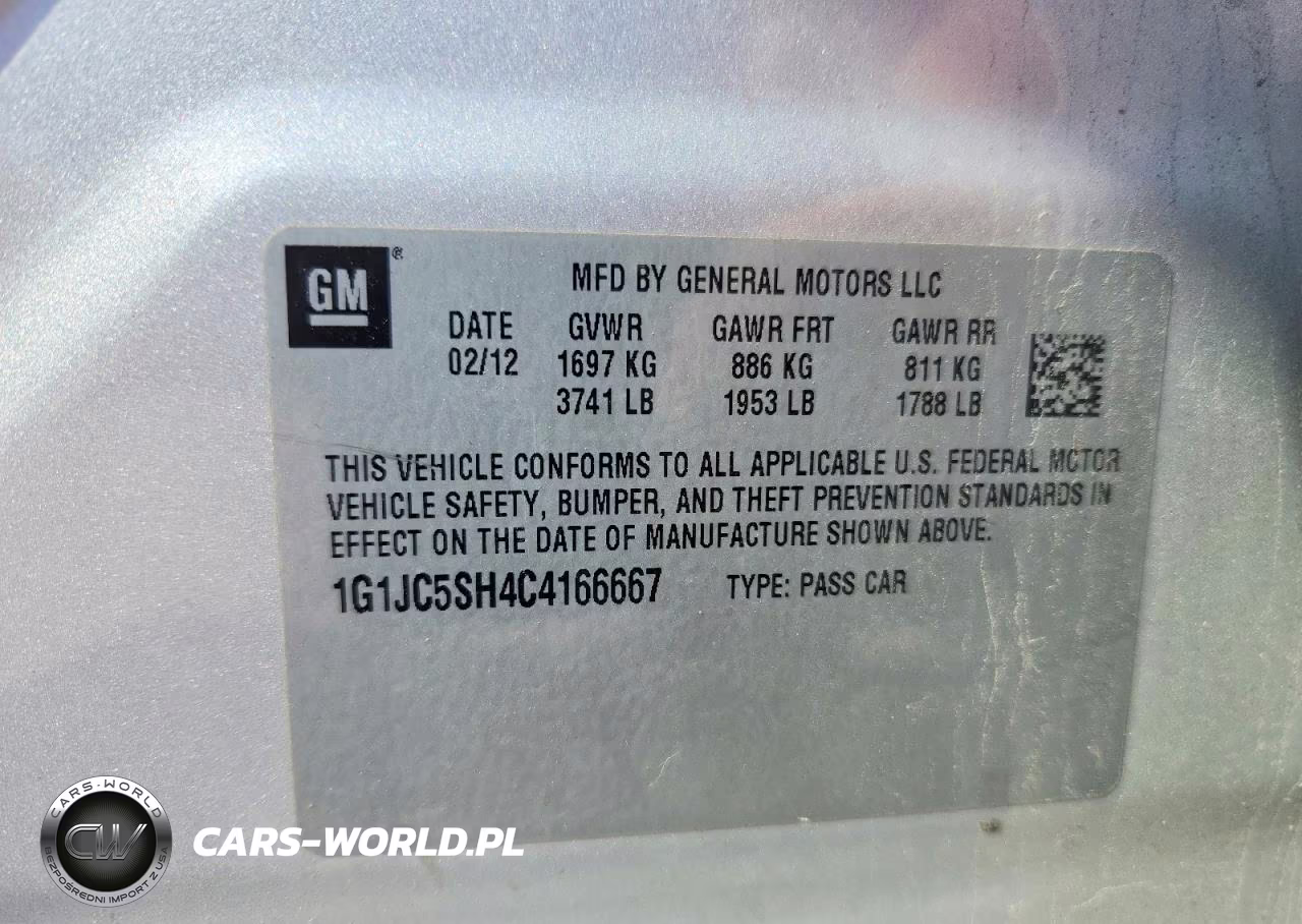2012 Chevrolet Sonic Lt VIN:1G1JC5SH4C4166667 - 12