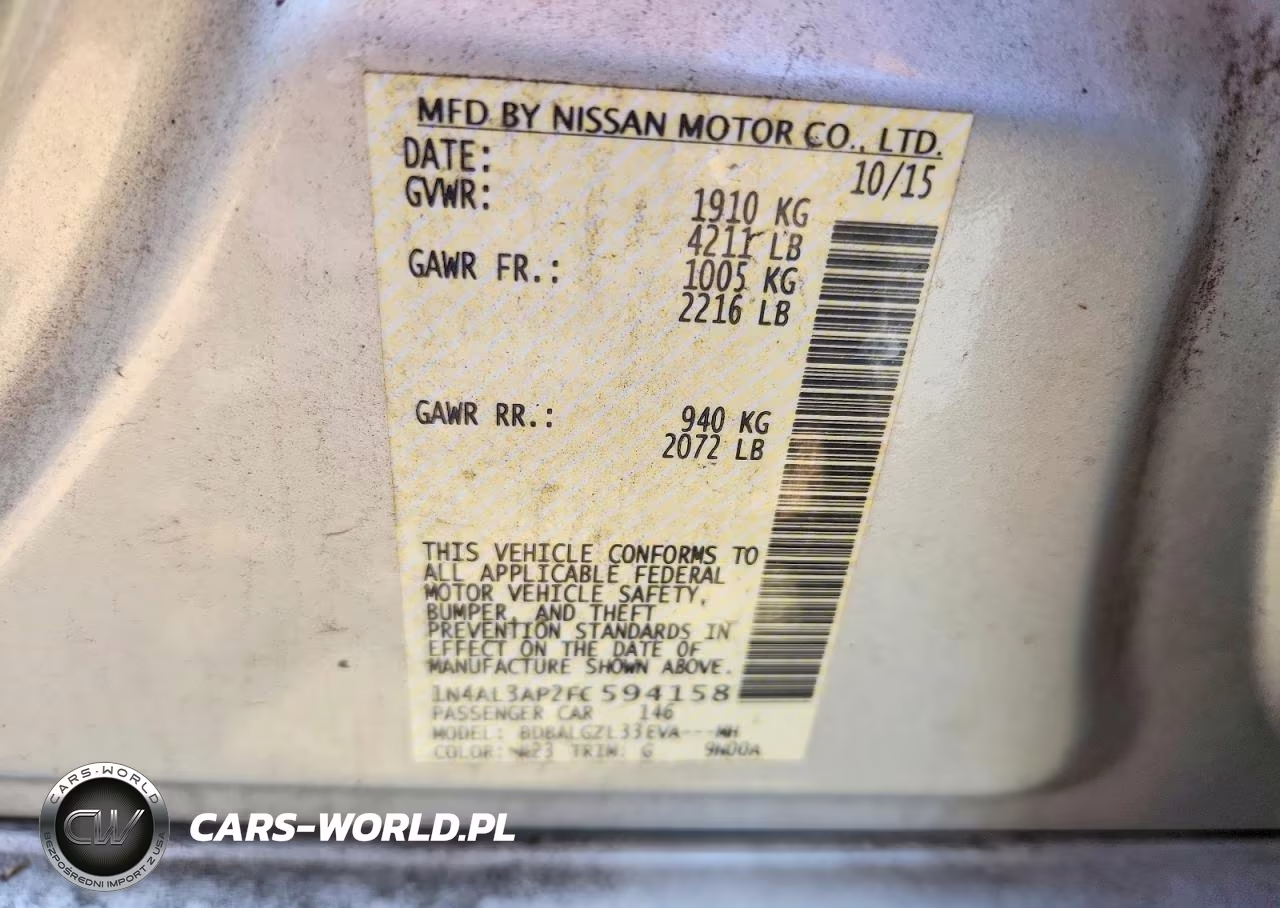 2015 Nissan Altima 2.5 S VIN:1N4AL3AP2FC594158 - 12
