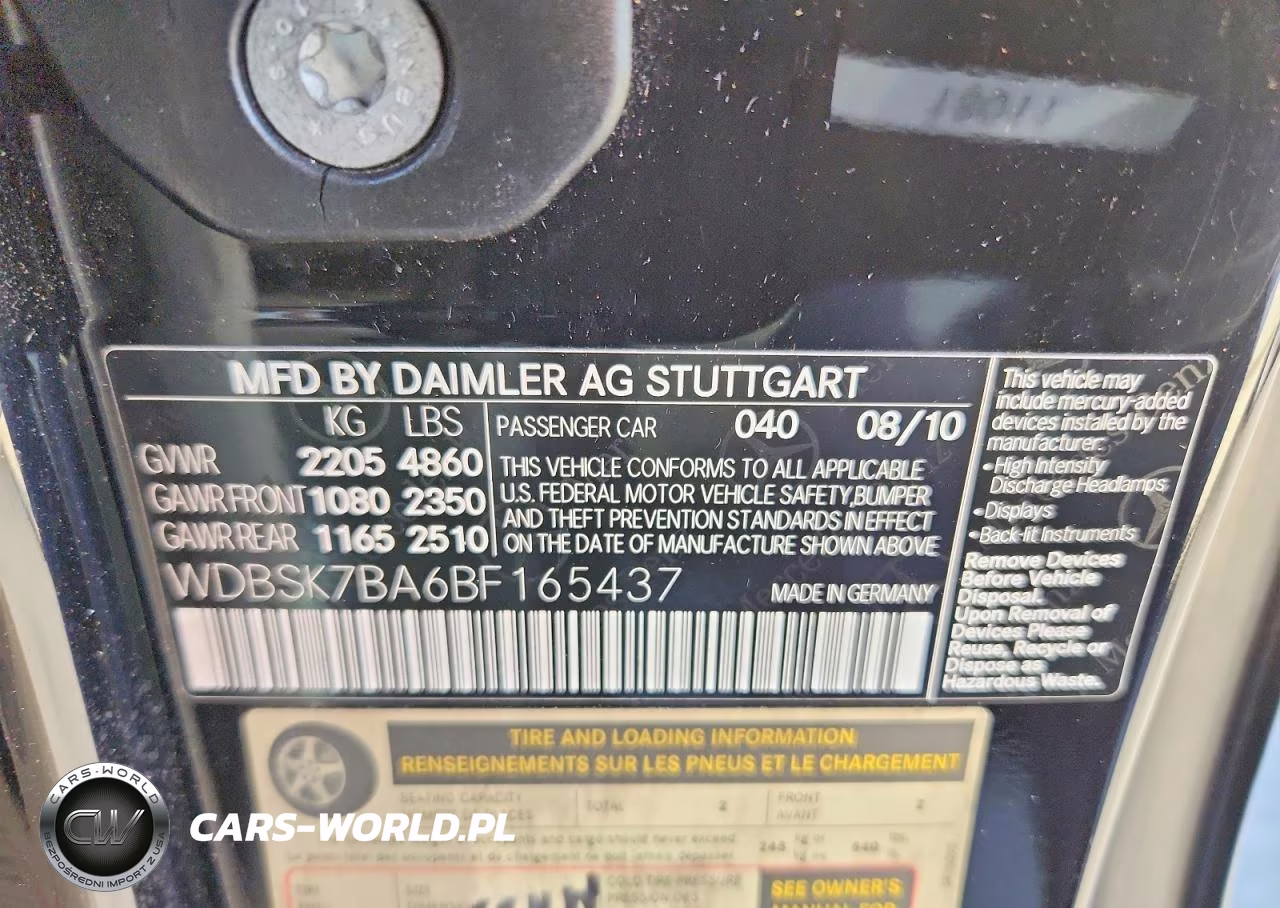 2011 Mercedes-Benz Sl 550 VIN:WDBSK7BA6BF165437 - 12