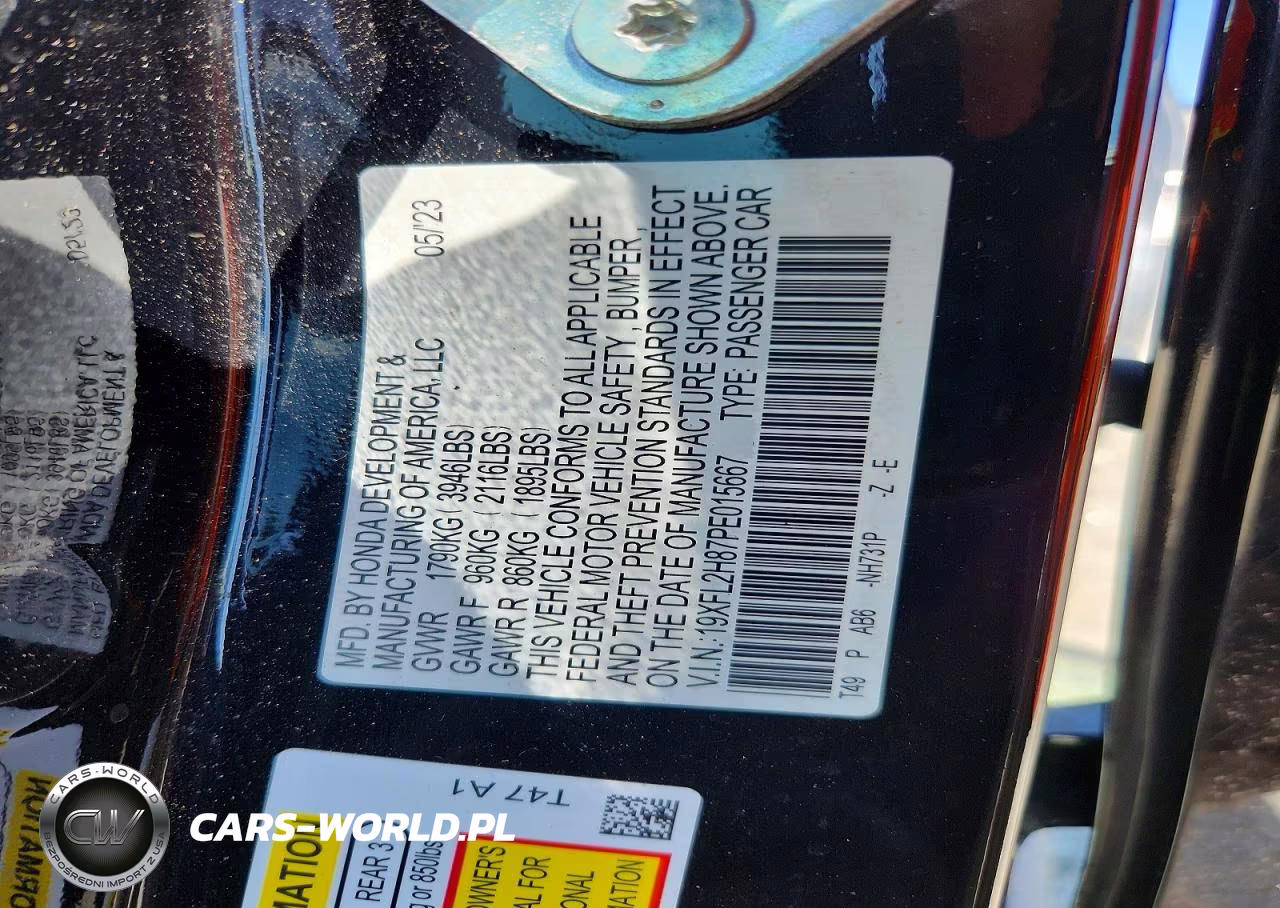 2023 Honda Civic Sport VIN:19XFL2H87PE015667 - 12