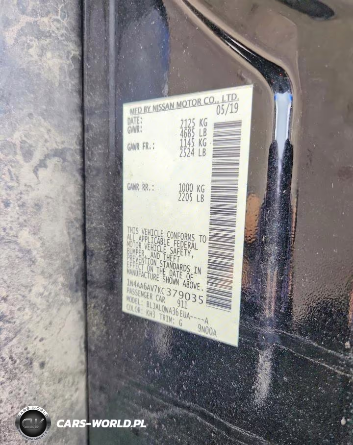 2019 Nissan Maxima 3.5 S VIN:1N4AA6AV7KC379035 - 13