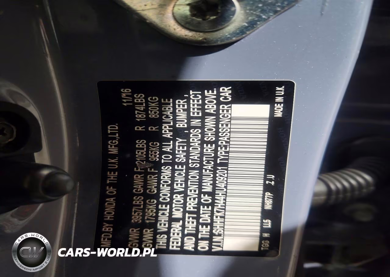2017 Honda Civic Sport VIN:SHHFK7H44HU409201 - 12