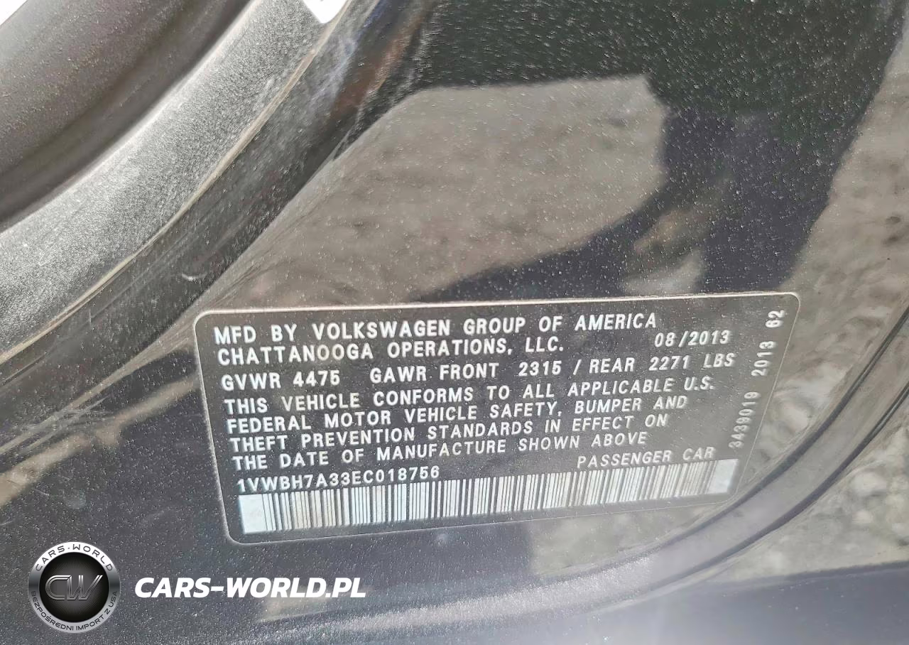 2014 Volkswagen Passat Se VIN:1VWBH7A33EC018756 - 12