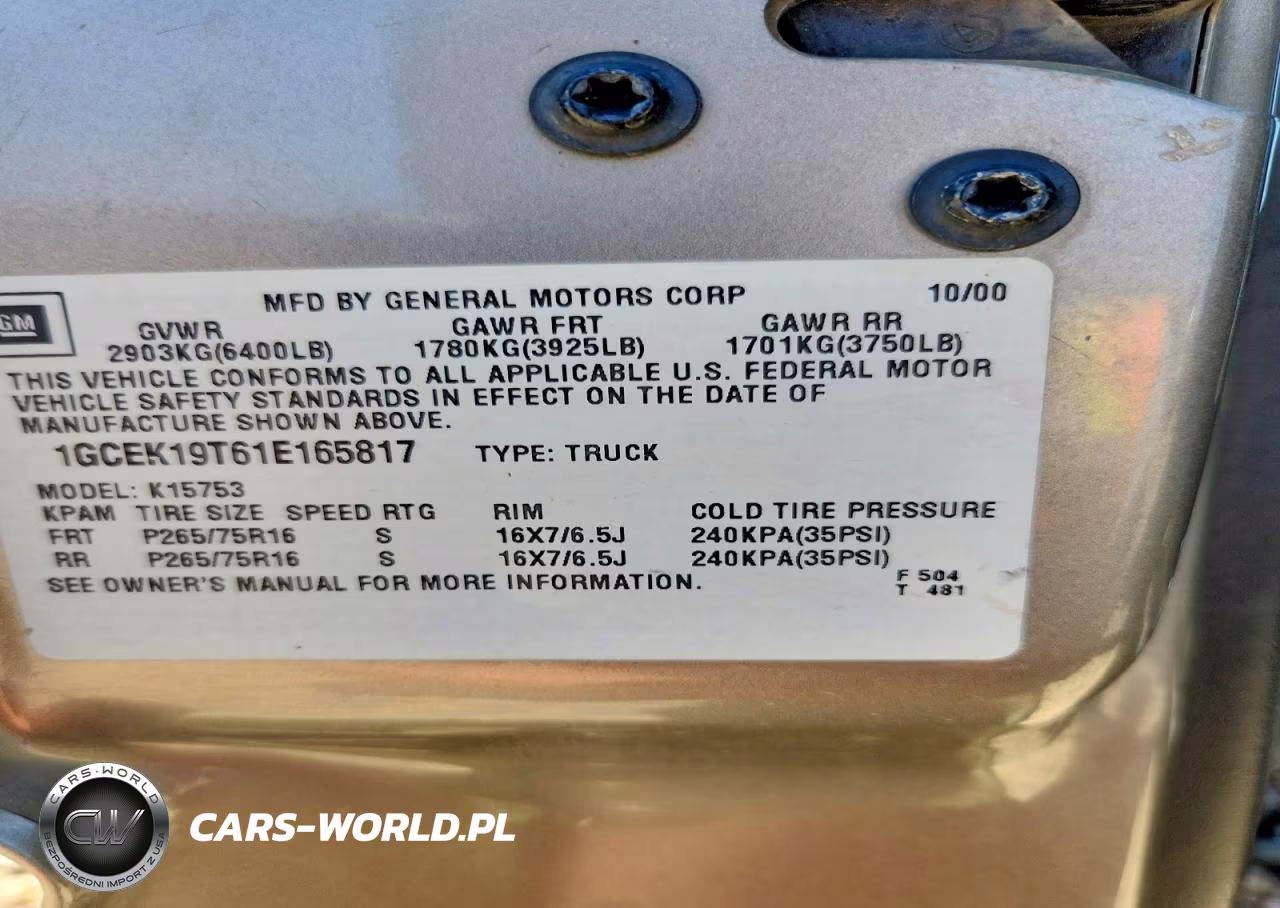 2001 Chevrolet Silverado K1500 VIN:1GCEK19T61E165817 - 12
