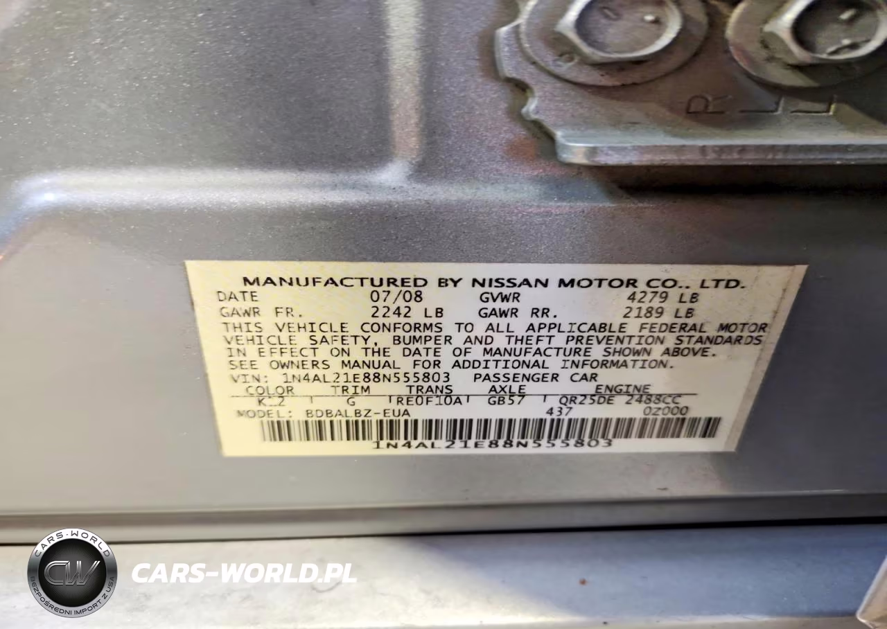 2008 Nissan Altima 2.5 VIN:1N4AL21E88N555803 - 13