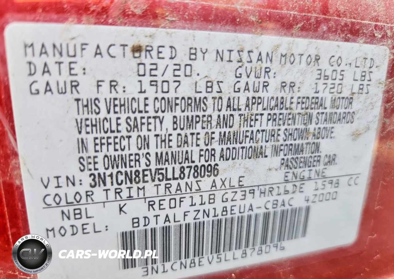 2020 Nissan Versa Sv VIN:3N1CN8EV5LL878096 - 12