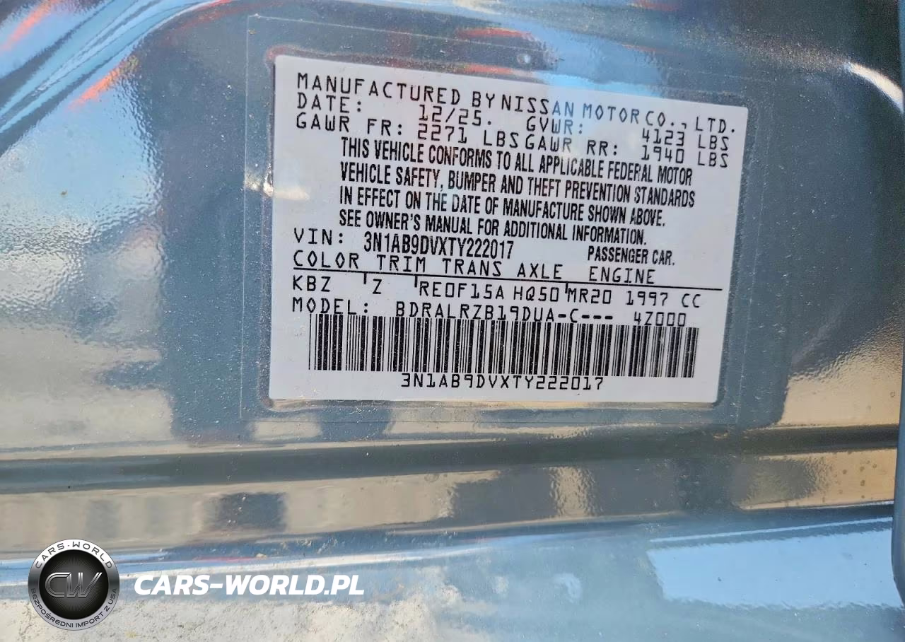 2026 Nissan Sentra Sr VIN:3N1AB9DVXTY222017 - 13