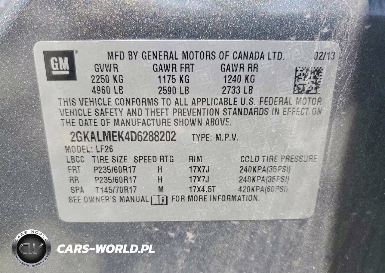 2013 GMC Terrain Sle VIN:2GKALMEK4D6288202 - 12