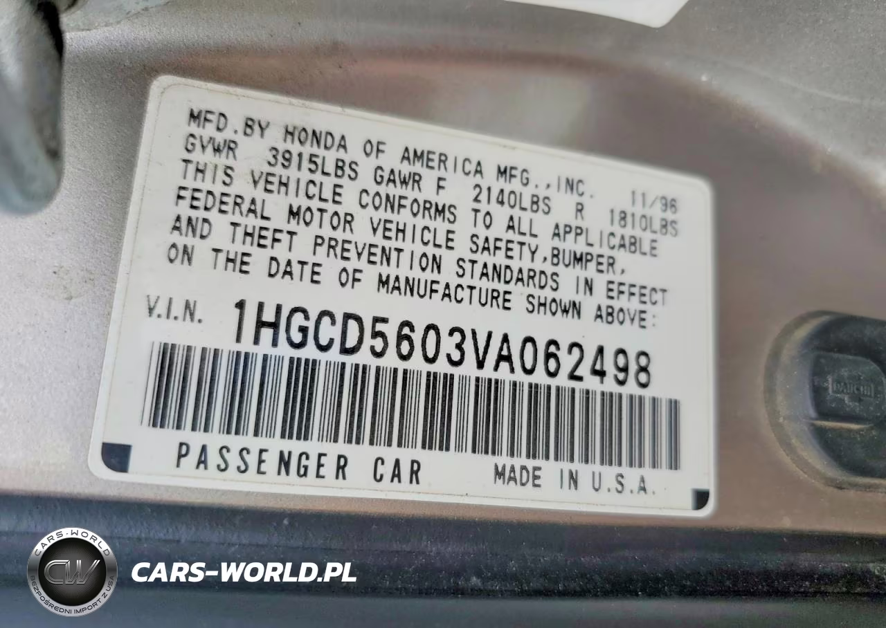 1997 Honda Accord 4D Se VIN:1HGCD5603VA062498 - 13