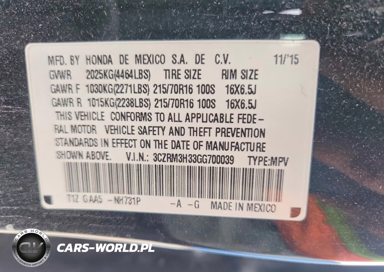 2016 Honda Cr-V Lx VIN:3CZRM3H33GG700039 - 13